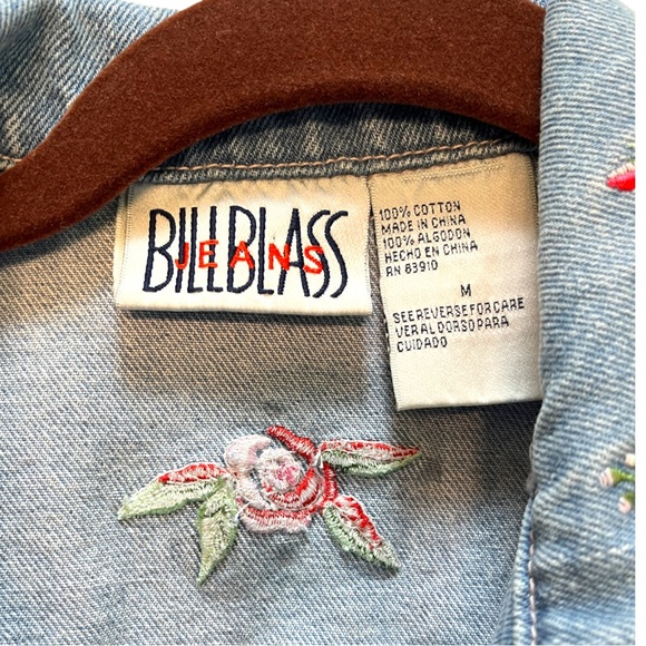 Vintage 90s Y2K Bill Blass Denim Embroidered Embellished Vest 100% Cotton - Picture 7 of 8